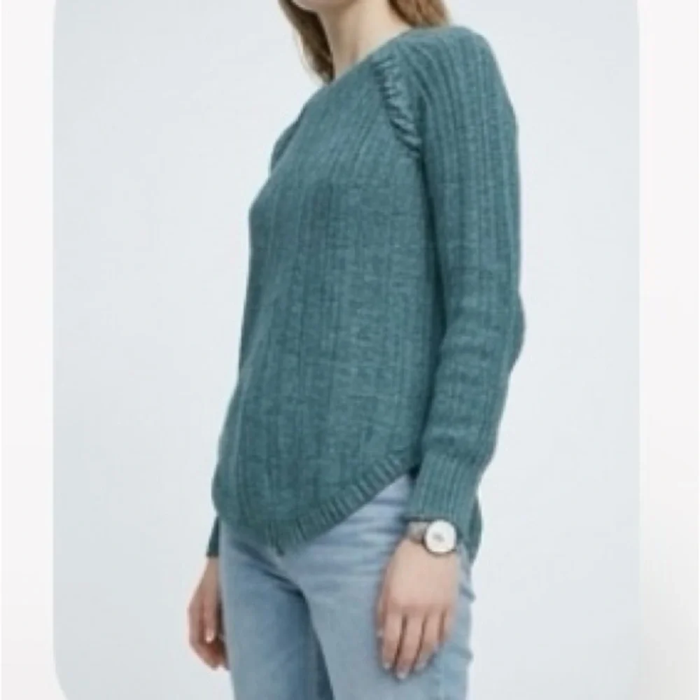 Pink Republic Teal Cable-Stitch Crewneck Sweater XS